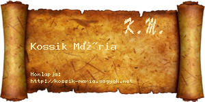 Kossik Mária névjegykártya